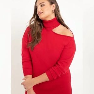 Eloquii asymmetrical cold shoulder turtleneck sweater